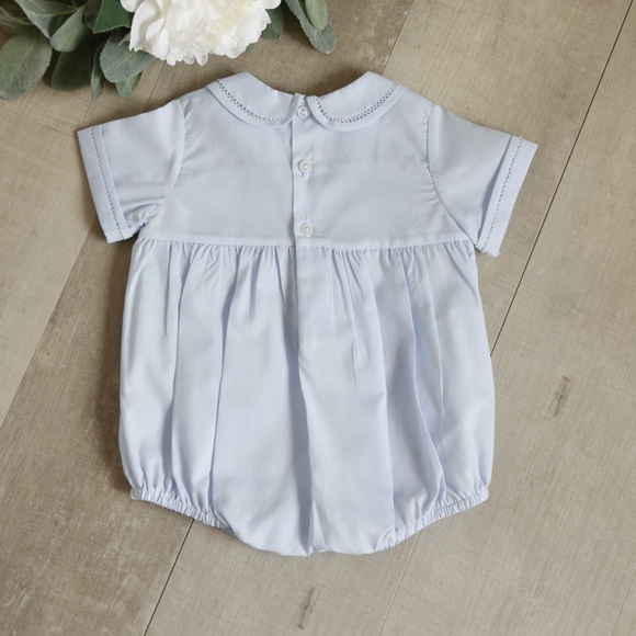 Smocked Embroidered Diamond Creeper BLUE Feltman Brothers NWT - Picture 2 of 4